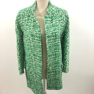 ZARA Basic Green Metallic Tweed Look Blazer